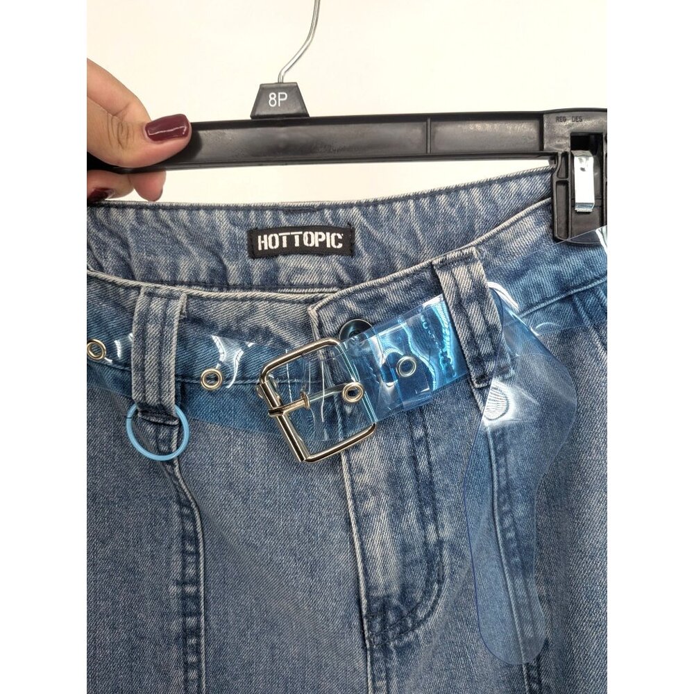 Patchwork Cargo Denim Pants Butterfly Mushroom Wi… - image 6